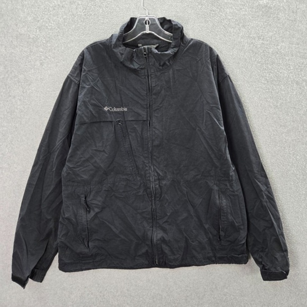 Columbia Men Jacket XL Black Windbreaker Pockets Full Zip Long Sleeve Outdoor